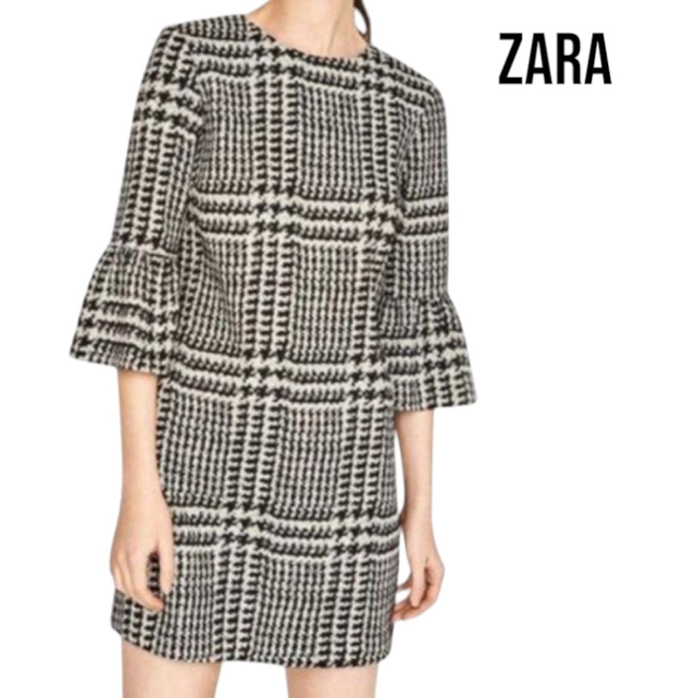 Zara Black and White Checkered Mini Dress